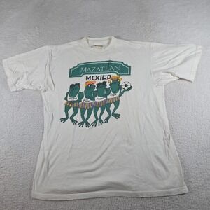 Vtg 90s Mexican Frogs Comic Joke Tourist T-Shirt Single Stitch Size XL